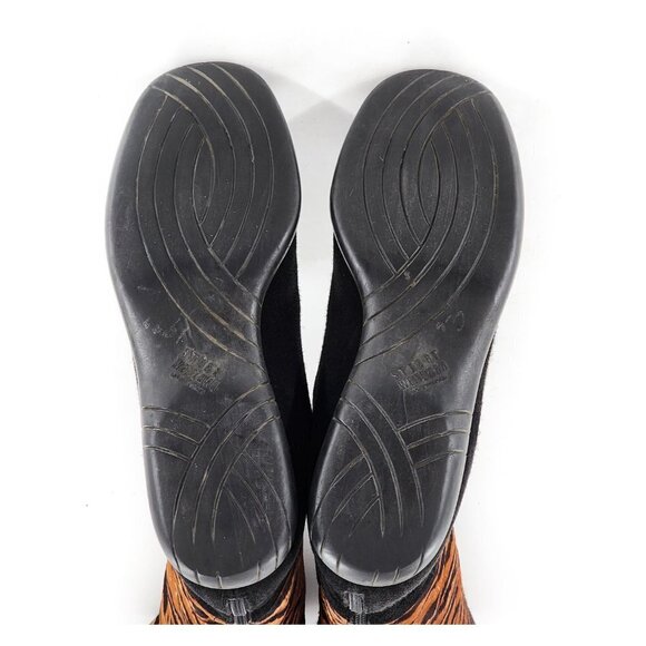 STUART WEITZMAN Tiger Print Calf Hair Suede Knee High Boots Black Brown - Picture 7 of 8